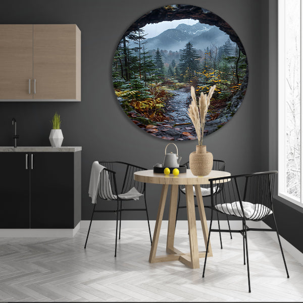 Pad door het herfstbos aluminium muurcirkel