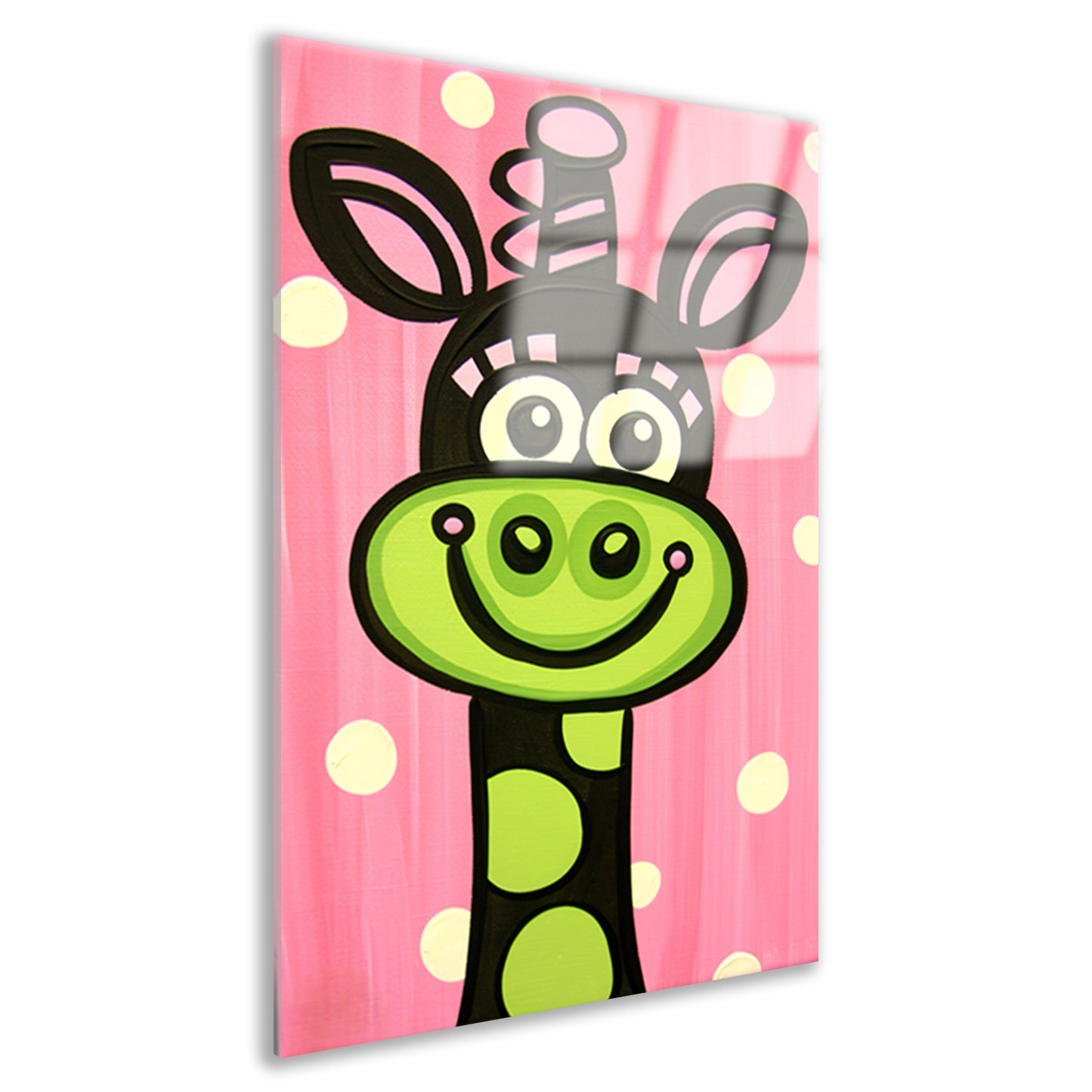 Kleurrijke vrolijke giraffe in popart-stijl acrylglas