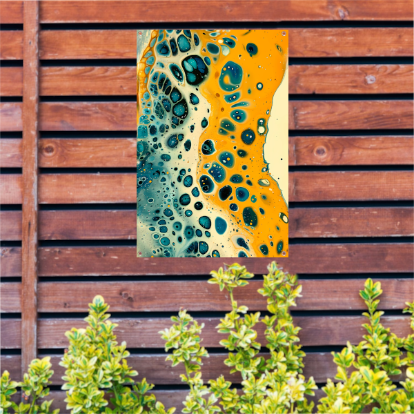 Abstracte kleurrijke patronen in moderne kunst tuinposter