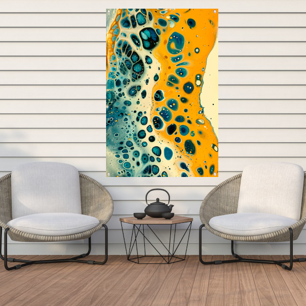 Abstracte kleurrijke patronen in moderne kunst tuinposter