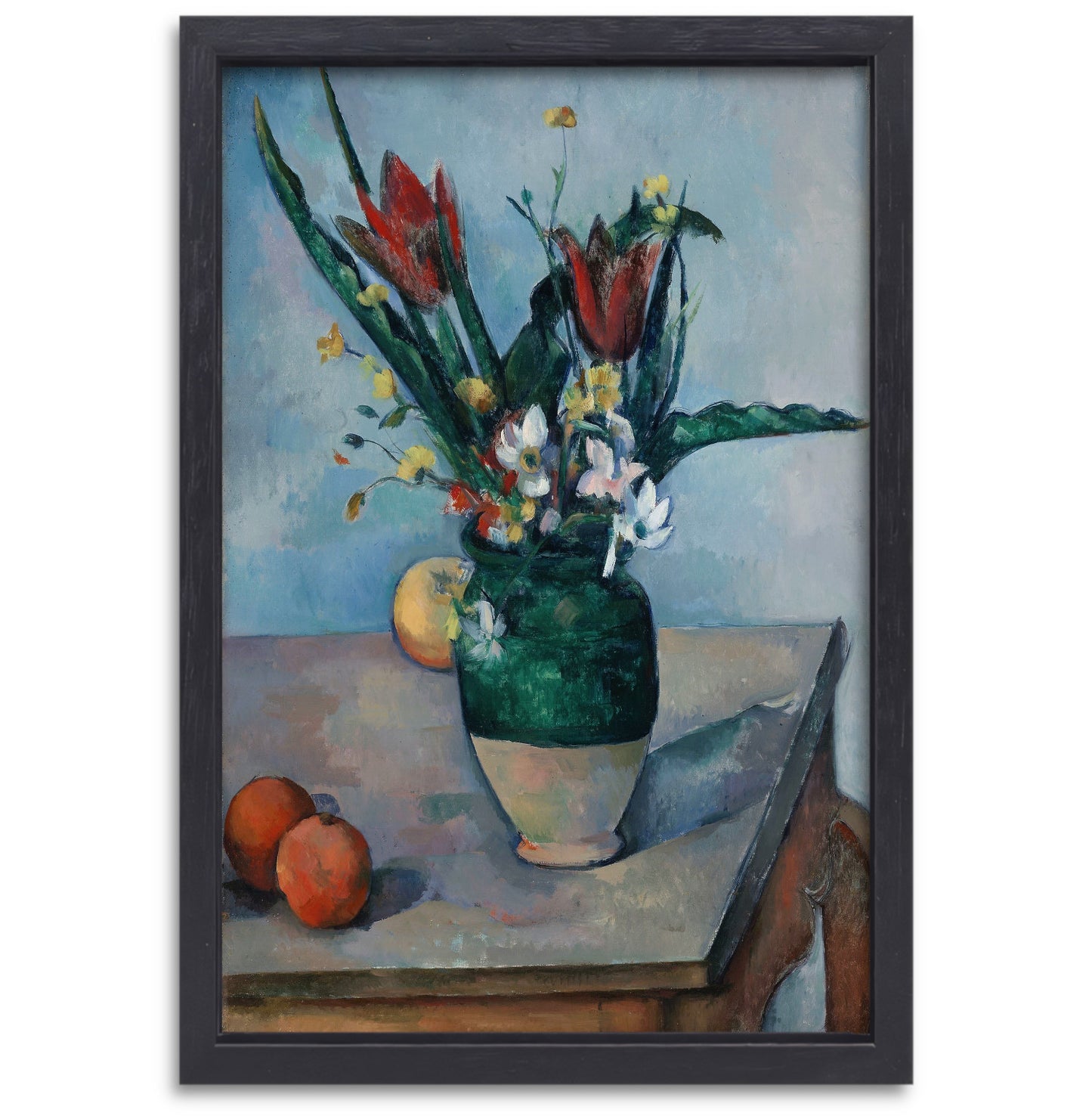 De vaas met tulpen - Paul Cézanne canvas met baklijst