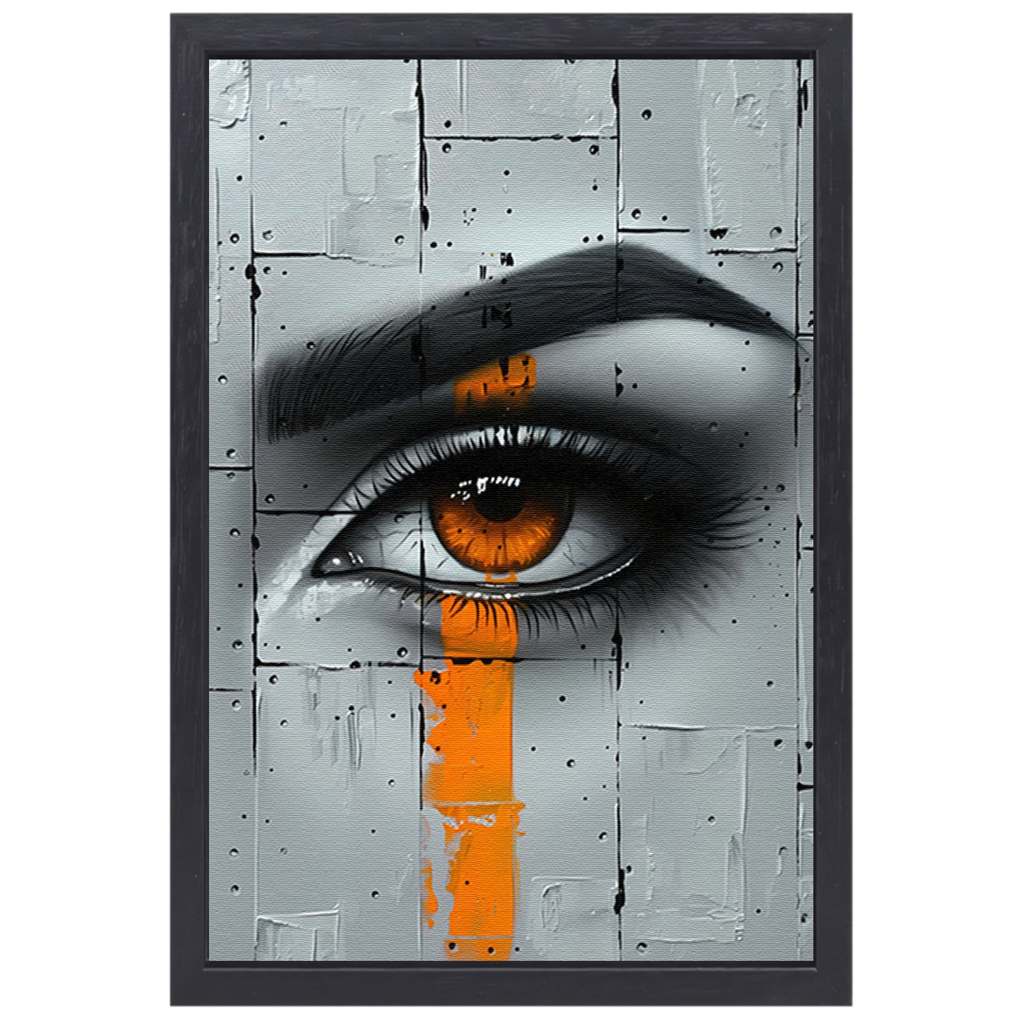 Abstract oog in moderne Street Art-stijl canvas met baklijst