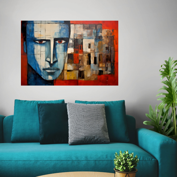 Intense Blik in Abstracte Delen canvas