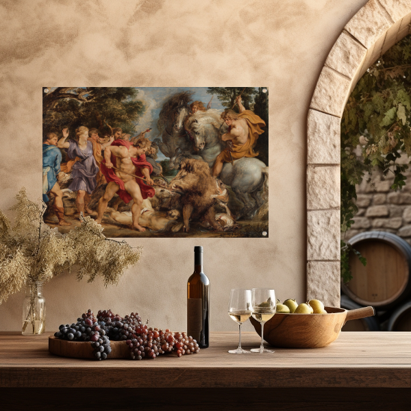 De Calydonische jacht op zwijnen - Peter Paul Rubens tuinposter