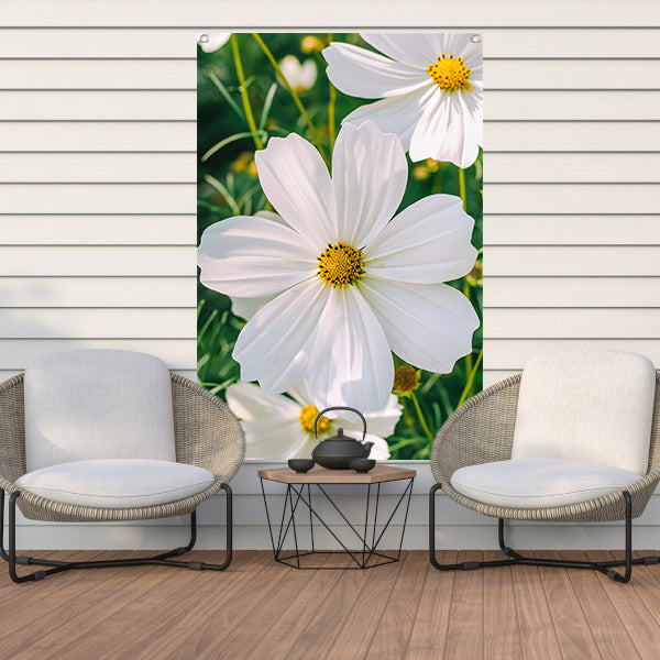 Close-up van een witte Cosmos bloem tuinposter