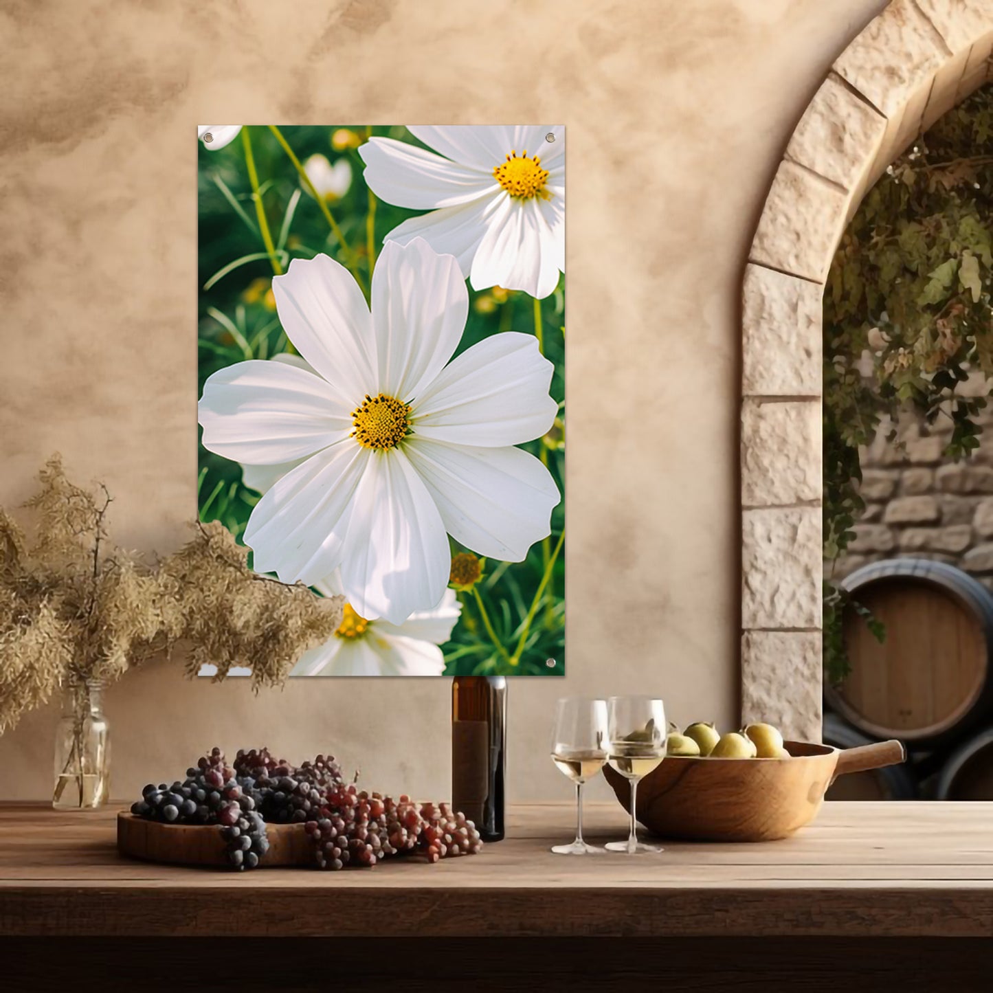 Close-up van een witte Cosmos bloem tuinposter