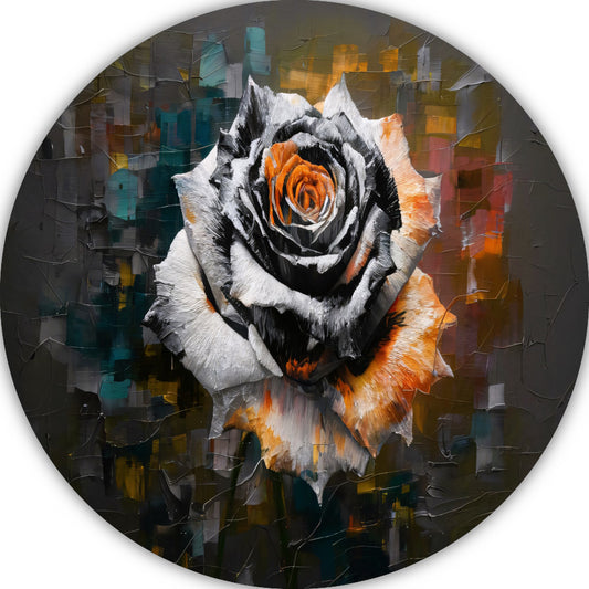 Kleurrijke Abstractie van een Roos aluminium muurcirkel