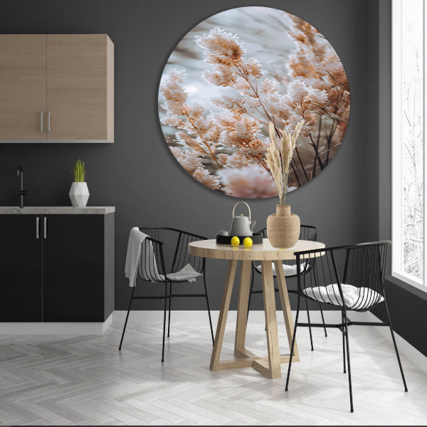 Zachte Beige Bloemen in de Wind forex muurcirkel