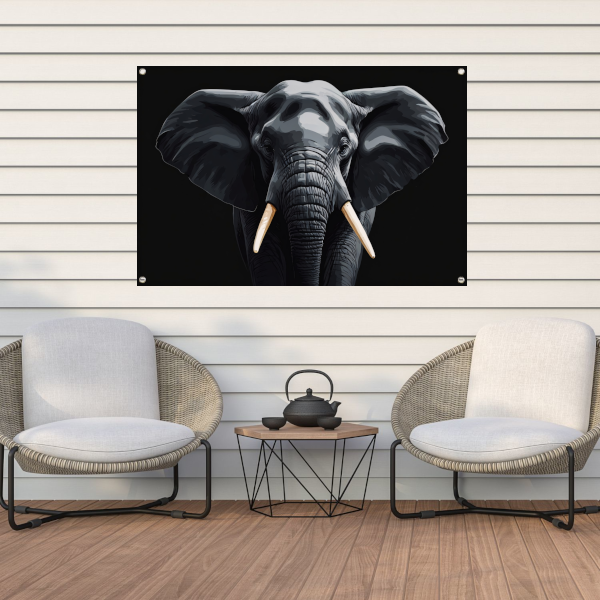 Portret van een Olifant in Monochroom tuinposter