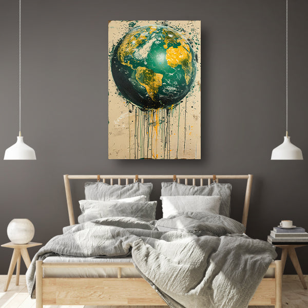 Abstract Aarde met Levendige Verfspatten canvas