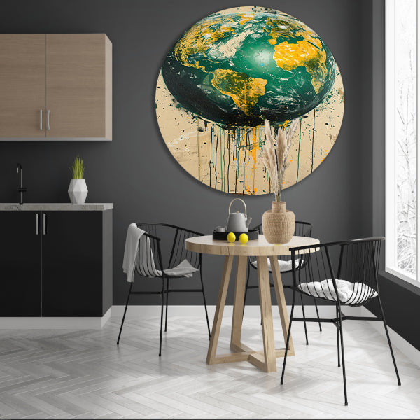 Abstract Aarde met Levendige Verfspatten forex muurcirkel