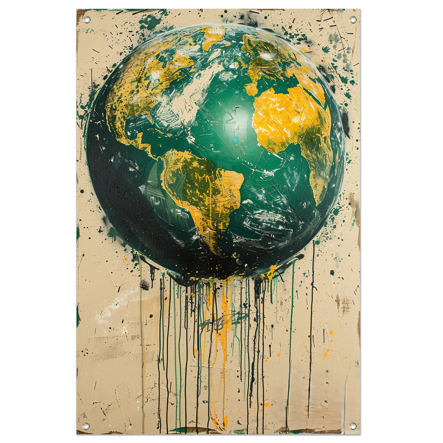 Abstract Aarde met Levendige Verfspatten tuinposter