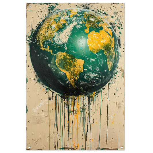 Abstract Aarde met Levendige Verfspatten tuinposter