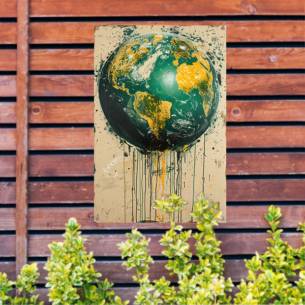 Abstract Aarde met Levendige Verfspatten tuinposter