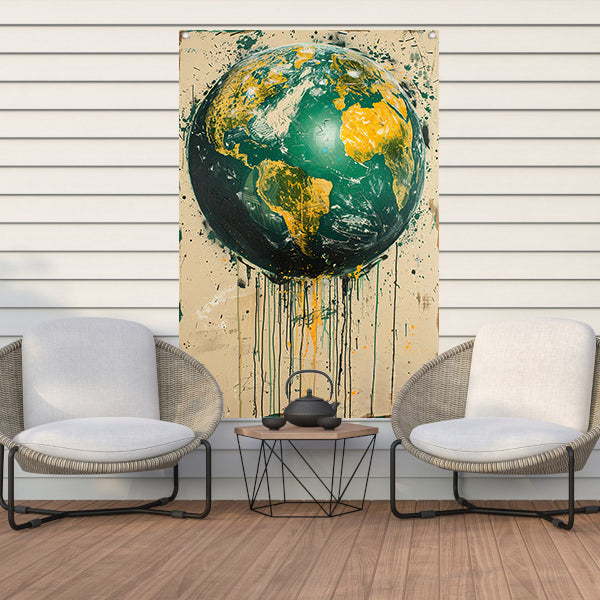 Abstract Aarde met Levendige Verfspatten tuinposter