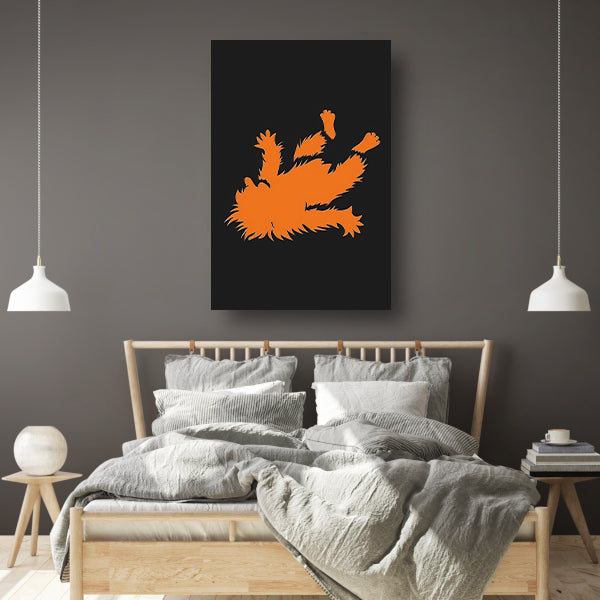Oranje rat valt over zwarte achtergrond canvas