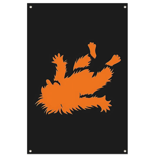 Oranje rat valt over zwarte achtergrond tuinposter