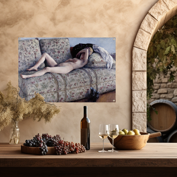 Naakt op een sofa - Gustave Caillebotte tuinposter