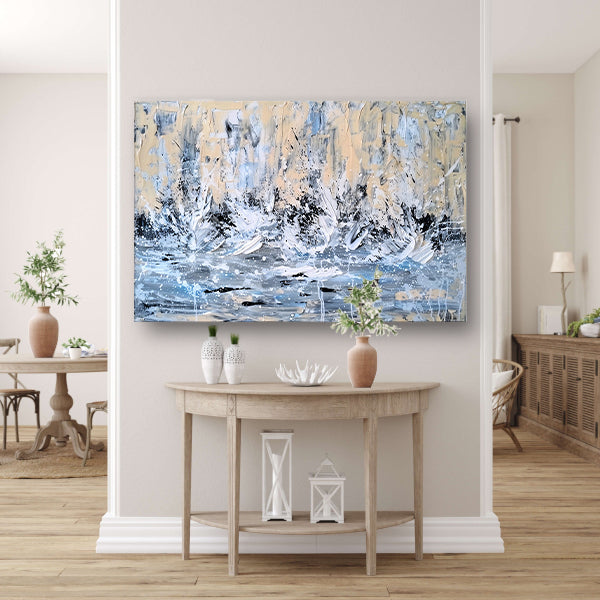 Dynamisch abstract schilderij van waterval canvas