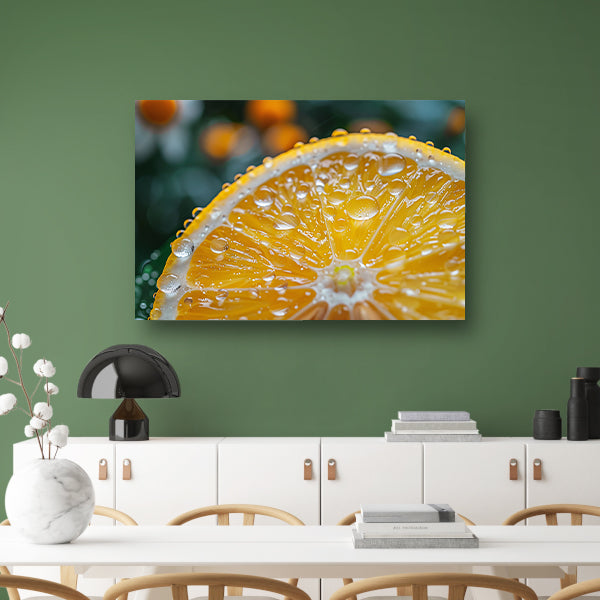 Close-up van een citroen met waterdruppels acrylglas