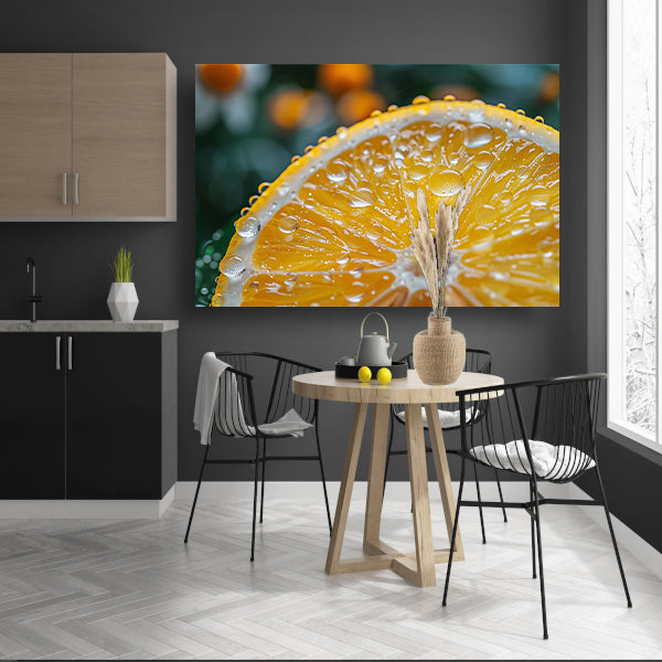 Close-up van een citroen met waterdruppels acrylglas