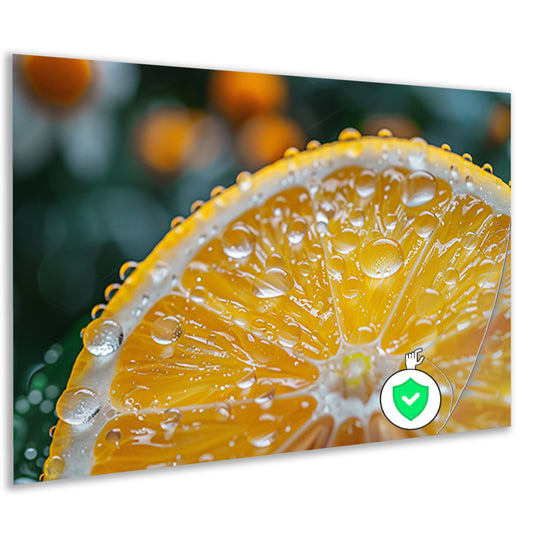 Close-up van een citroen met waterdruppels poster