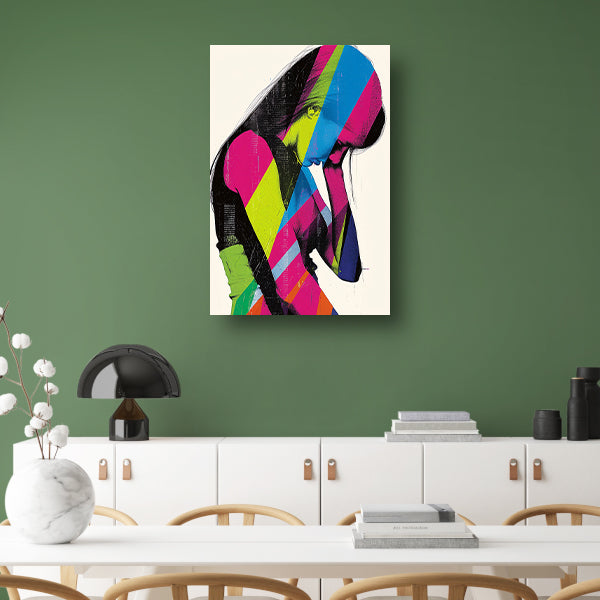 Abstract Pop Art Vrouw in Kleur canvas