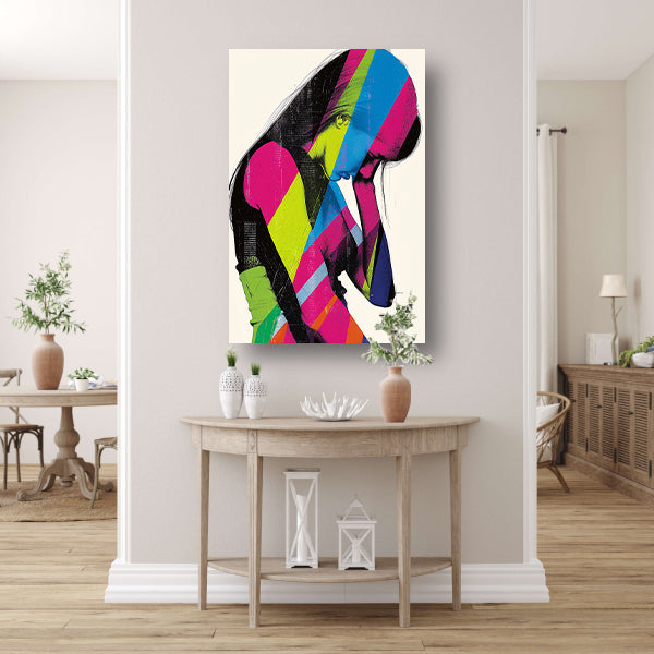 Abstract Pop Art Vrouw in Kleur canvas
