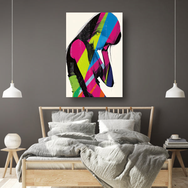 Abstract Pop Art Vrouw in Kleur canvas