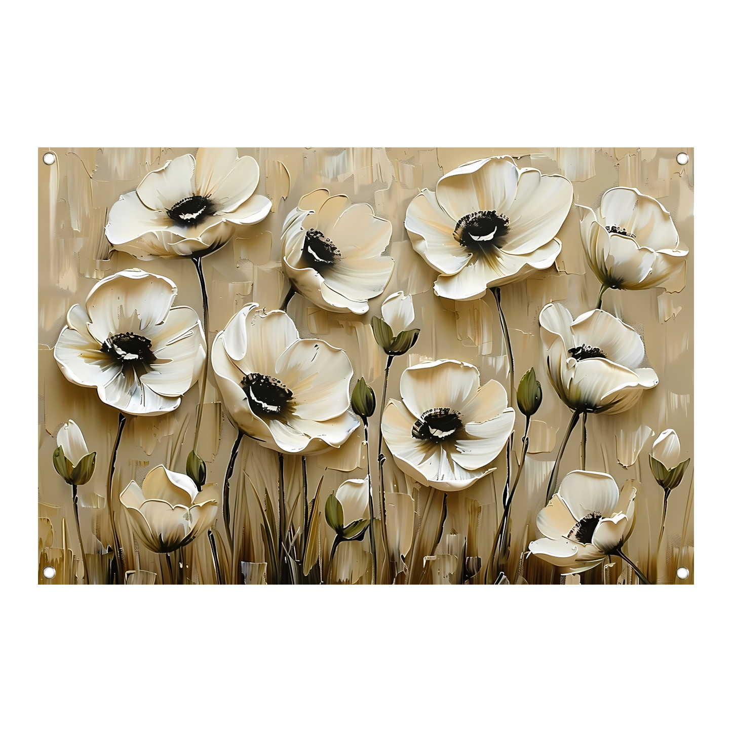 Abstracte minimalistische bloemen in sepia kleuren tuinposter