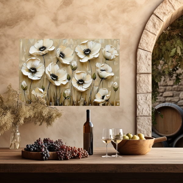Abstracte minimalistische bloemen in sepia kleuren tuinposter
