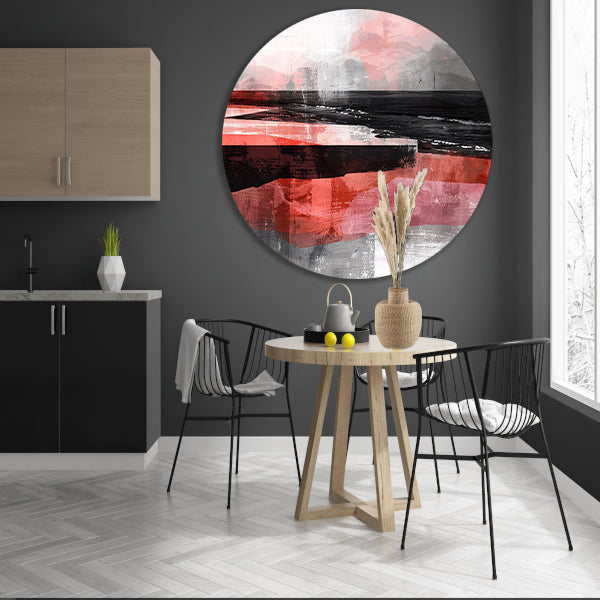 Abstracte digitale strand kunst met dynamische kleuren aluminium muurcirkel