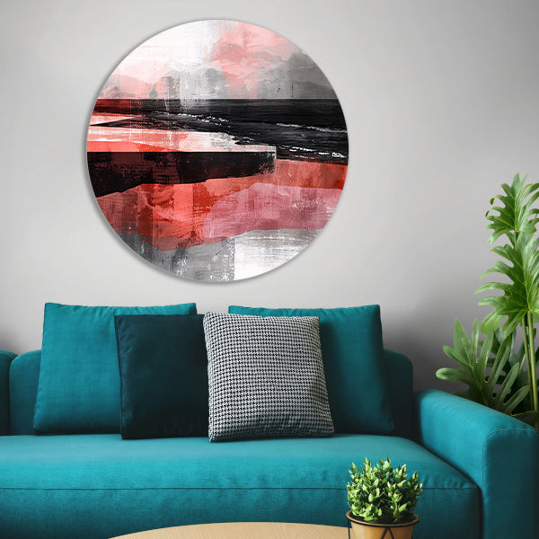 Abstracte digitale strand kunst met dynamische kleuren aluminium muurcirkel