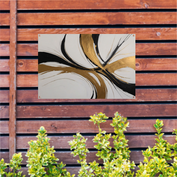 Dynamic Swirls of Elegance in Gold and Black tuinposter