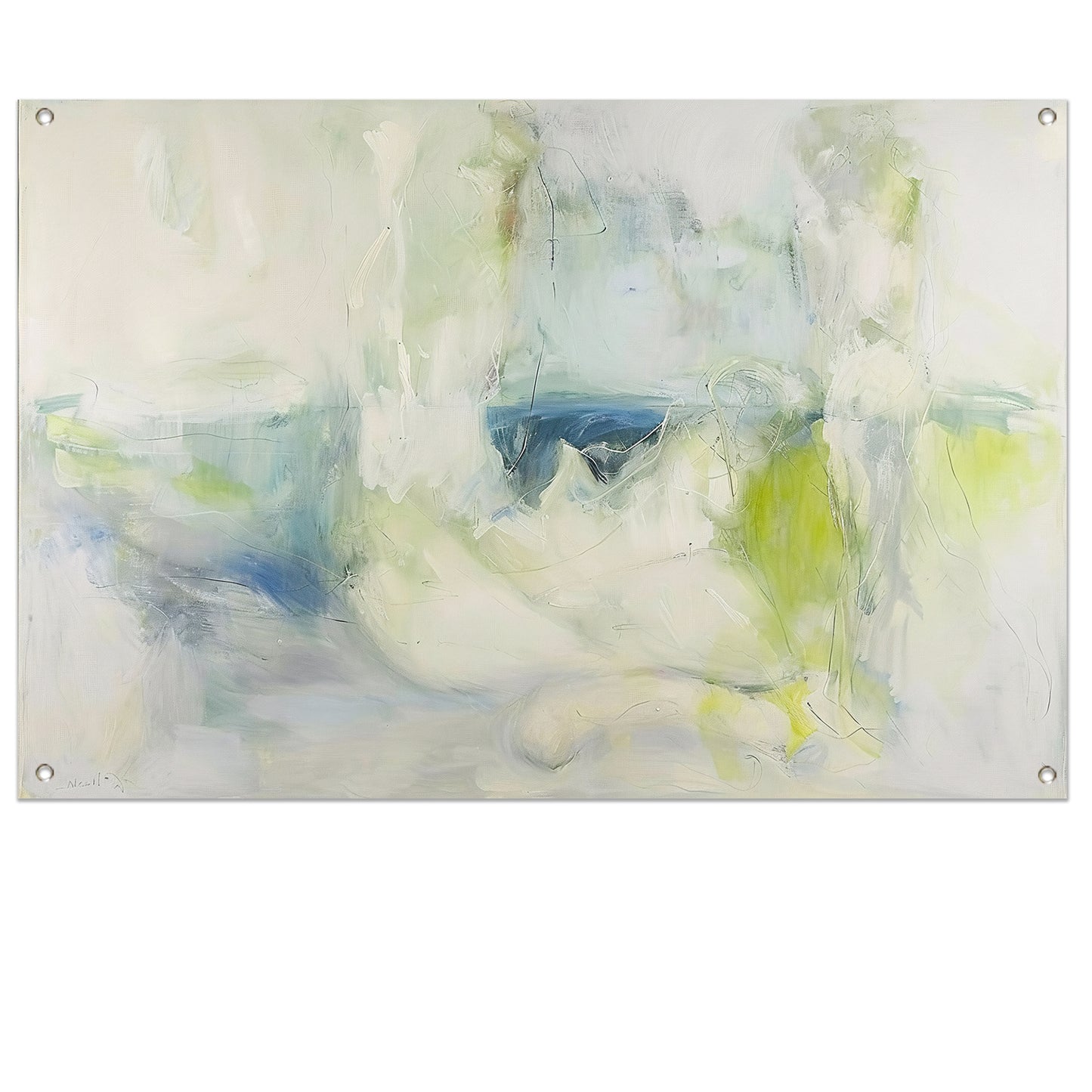 Abstract schilderij met zachte kleuren tuinposter
