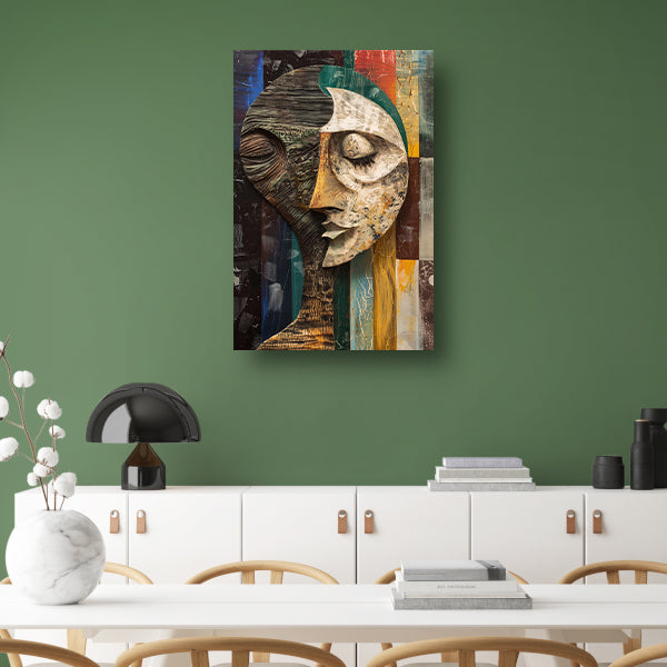 Abstract portret met levendige kleuren canvas