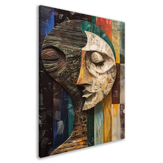 Abstract portret met levendige kleuren canvas