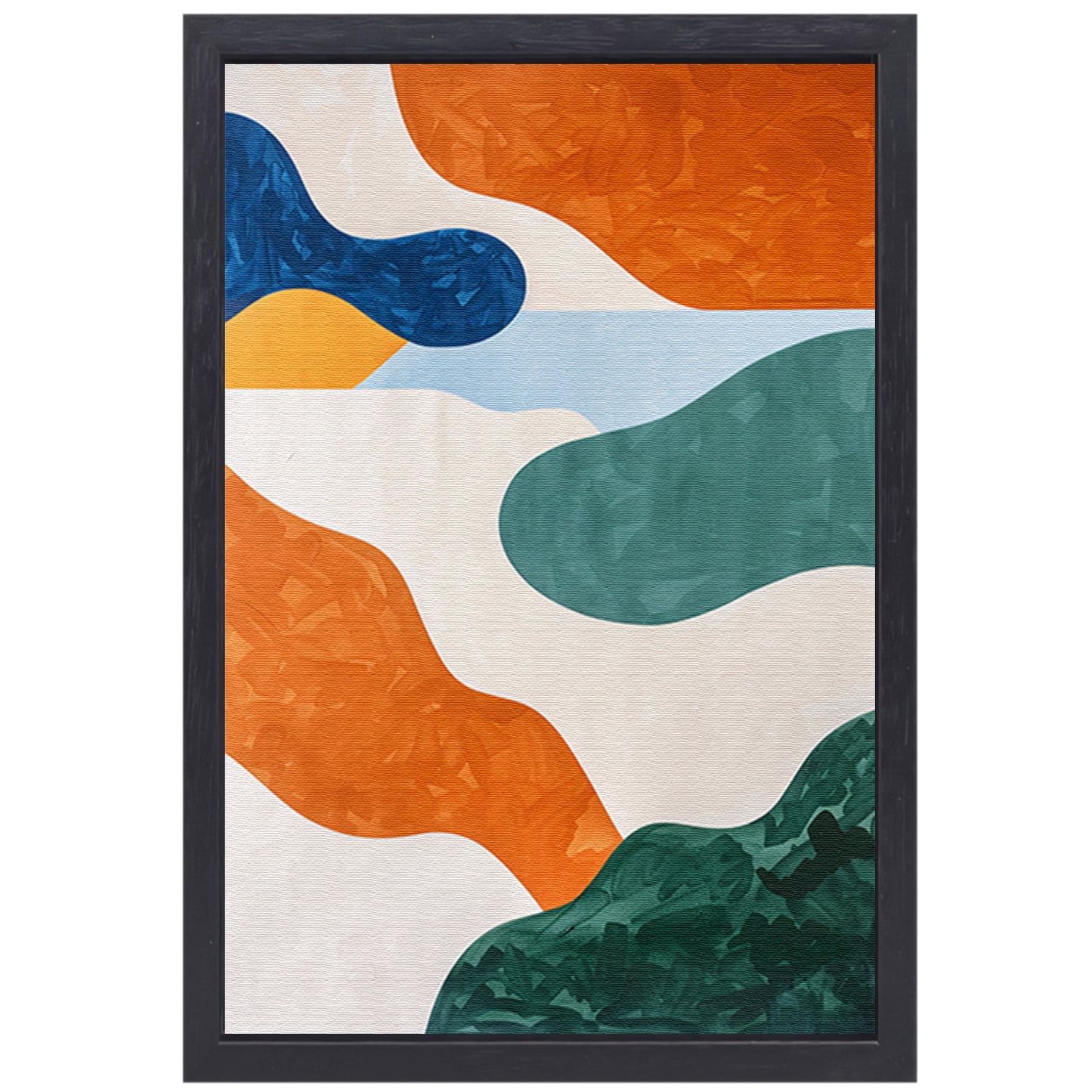 Kleurrijk abstract schilderij met patronen canvas met baklijst