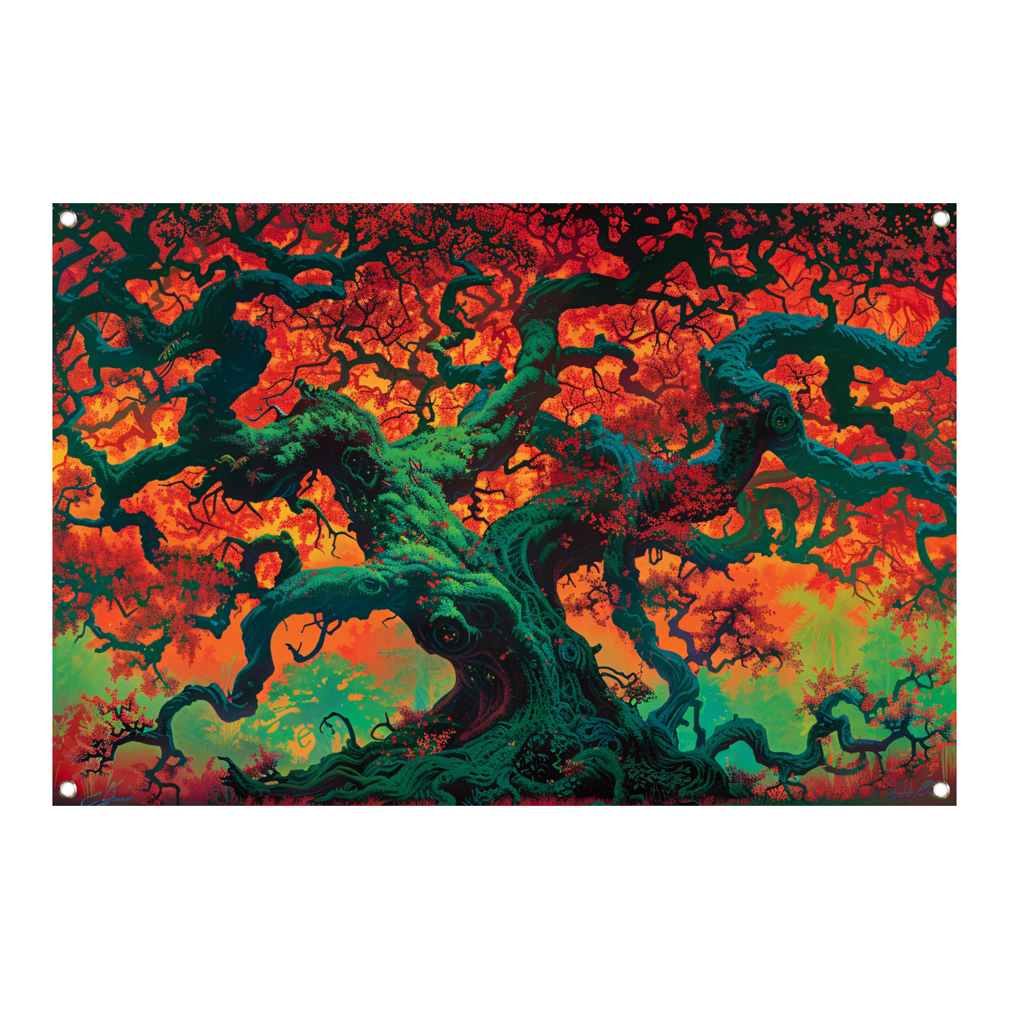 Eikenboom in herfstkleuren tuinposter