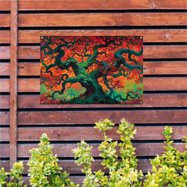 Eikenboom in herfstkleuren tuinposter