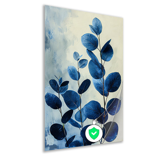 Abstracte Weergave van Blauwe Bladeren in Kunst poster