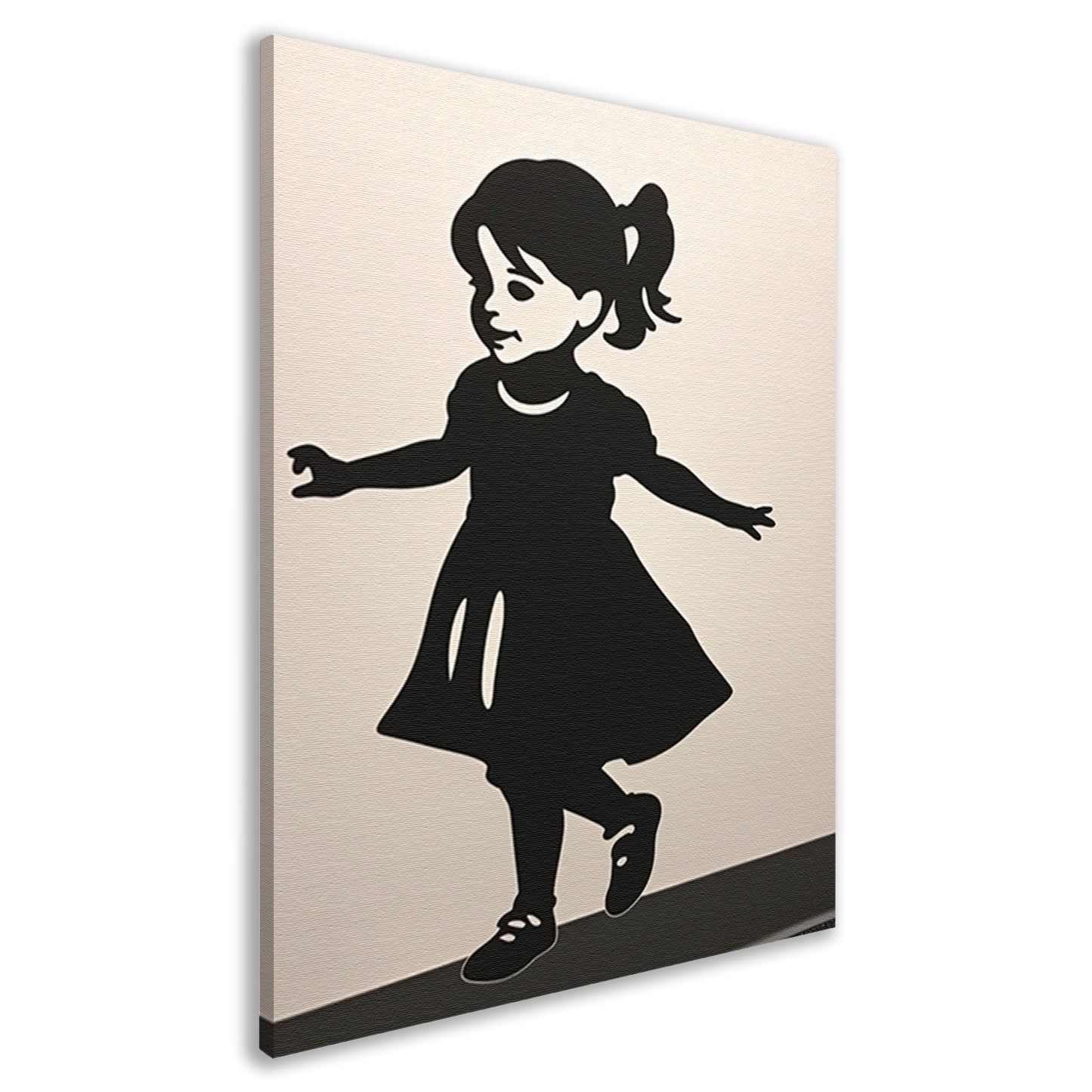 Dansend meisje in eenvoudig zwart silhouet canvas