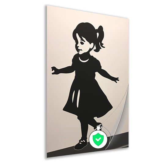 Dansend meisje in eenvoudig zwart silhouet poster