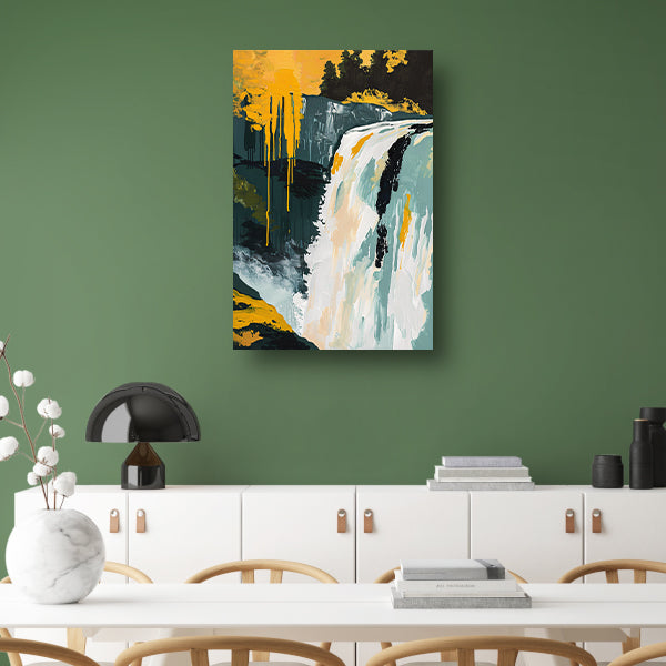 Abstract schilderij van waterval in natuur poster