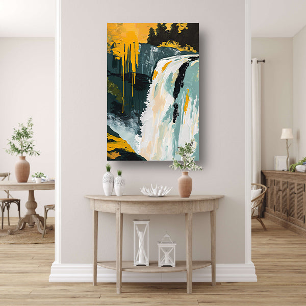 Abstract schilderij van waterval in natuur poster