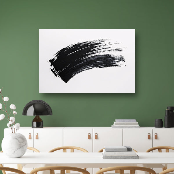 Abstracte zwarte penseelstreek op wit poster