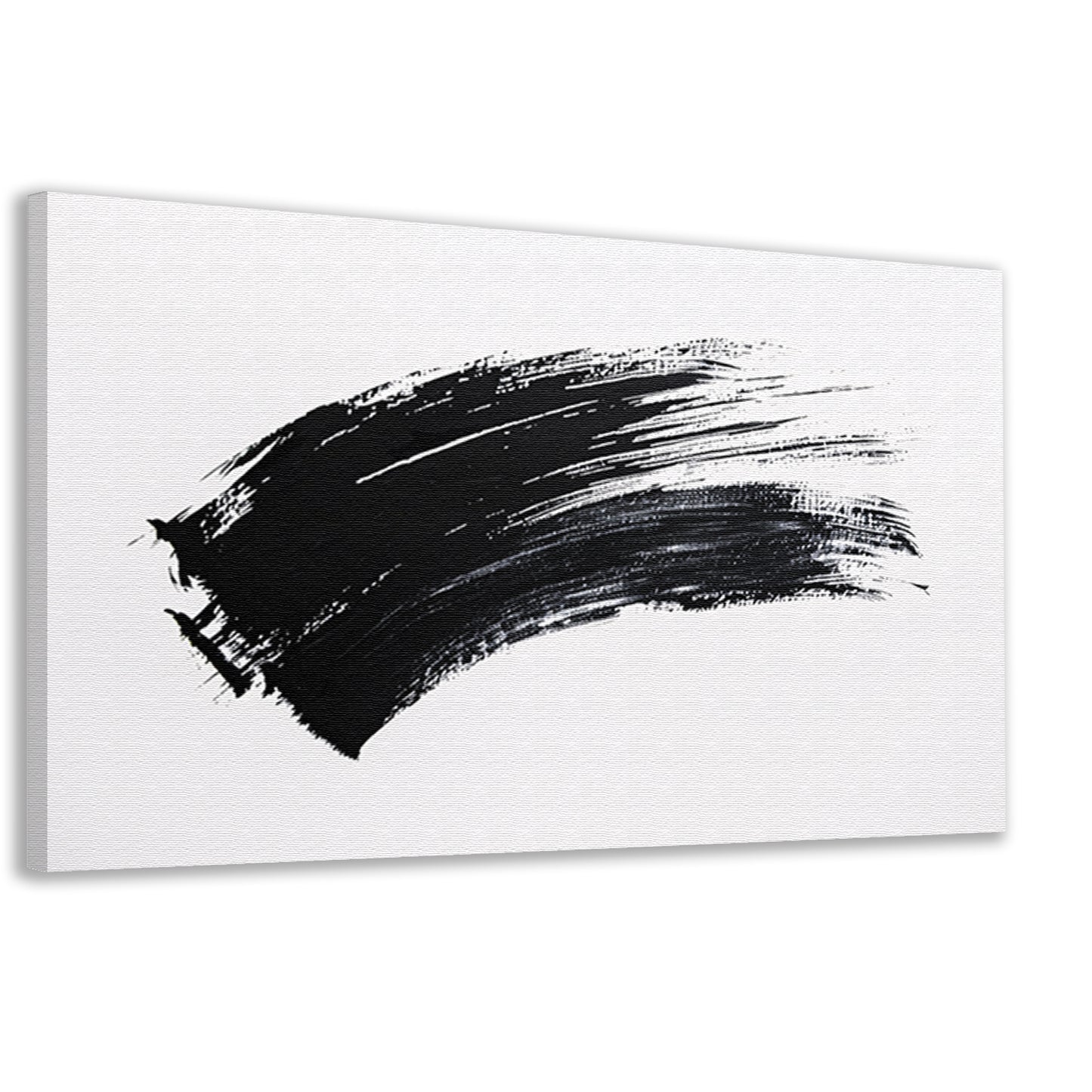 Abstracte zwarte penseelstreek op wit canvas