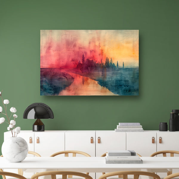 Schemerige Reflecties aan een Rustige Rivier canvas