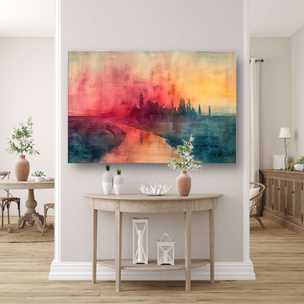 Schemerige Reflecties aan een Rustige Rivier canvas