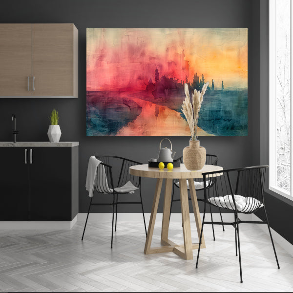 Schemerige Reflecties aan een Rustige Rivier canvas